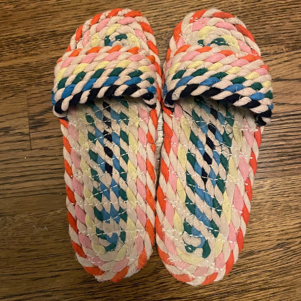 Loeffler Randall woven  rainbow slides size 6